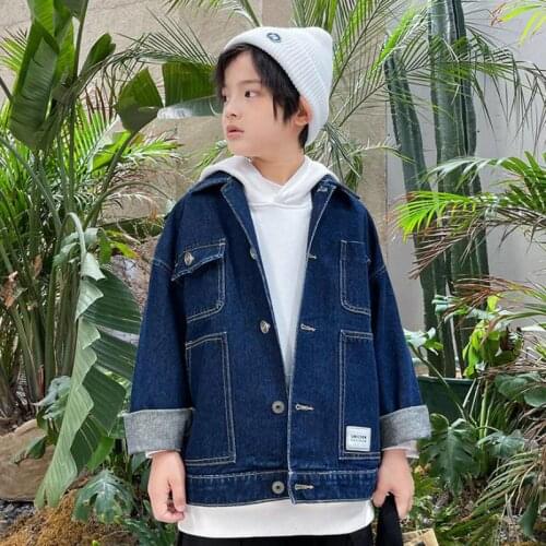Autumn Spring Denim Jackets For Boys Fashion Multi Pockets Style Coats Children Daily Casual Outerwear Kids Outercoats 5-14 Year