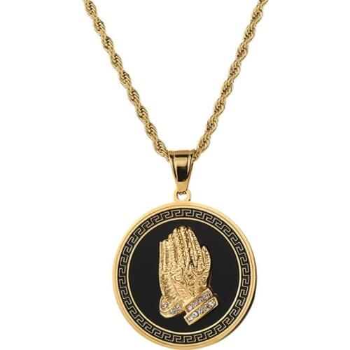 Ins Brand Stainless Steel Round Bergamot Pendant Necklace Fashion Couple Accessories Hip Hop Jewelry Men Women Party Gifts