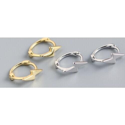 Real 925 Sterling Silver Lightning Hoop Earrings For Fashion Women Party Hiphop Fine Jewelry Minimalist 18k Gold Accessories
