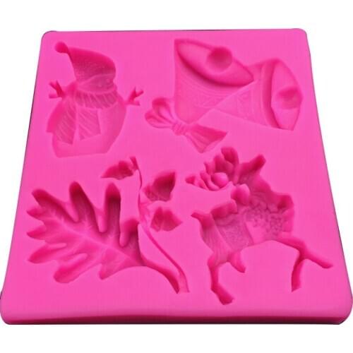 Christmas Silicone Moulds for Cake Decorations, Christmas Snowman Bells Silicon Mould for Fondant DIY de Silicona 3D Cake Tools