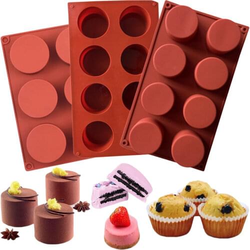 Round Cake Decorating Mould Silicone Chocolate Dessert Cookies Cake Mold Jelly Muffin Soap Maker Molds Silicone DIY Baking Tools