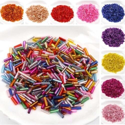 Tube LINED Glass Czech Seed Spacer beads For jewelry handmade DIY Wholesale 17 colors 2x6mm 300pcs