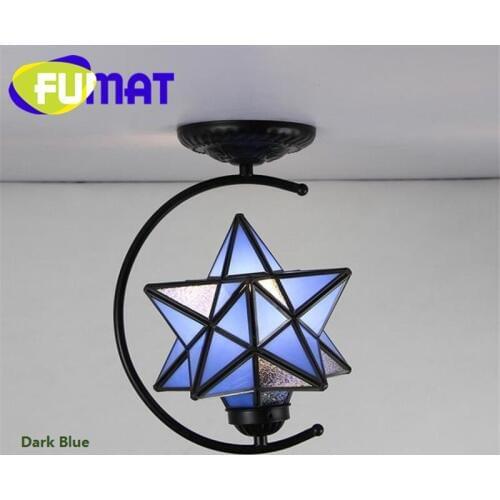 FUMAT Stained Glass Art Decor Ceiling Lights Loft Moon Star Diamond Lamps Corridor Kitchen Dinning Room Glass LED Ceiling lamp