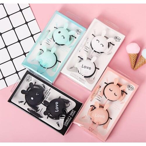 Cute Rabbit Cartoon Stereophone Headphones with Microphone Stereo Earphones with Ear hook,for Compatible with 3.5mm Mobile Phone
