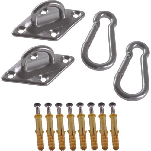 Triangle 304 Stainless Steel 60x40MM U Design Hook M6 Ceiling Hook &Spring Buckle with Self-tapping Screws Set of 8