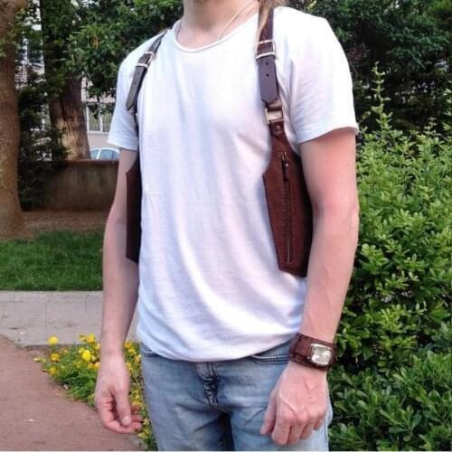 Steampunk Vintage Faux Leather Shoulder Bag Vintage Phone Case Wallet Double Pocket Purse Holster Festival Viking Pirate Costume