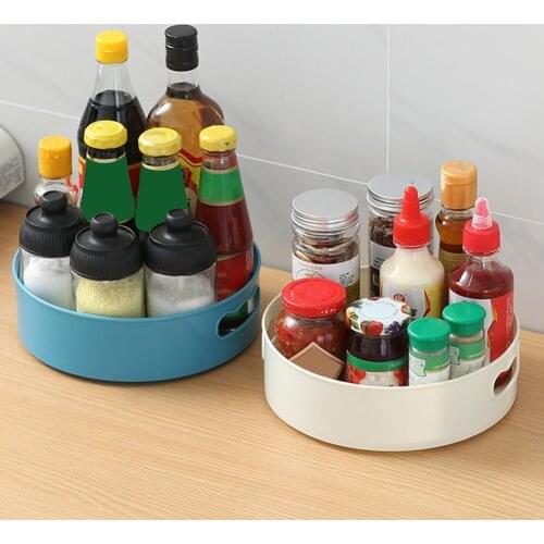 Rotating Storage Tray 360 Degrees Rotating Non Slip Versatile PP Large-capacity Kitchen Storage Plate 23cm x 6.5cm