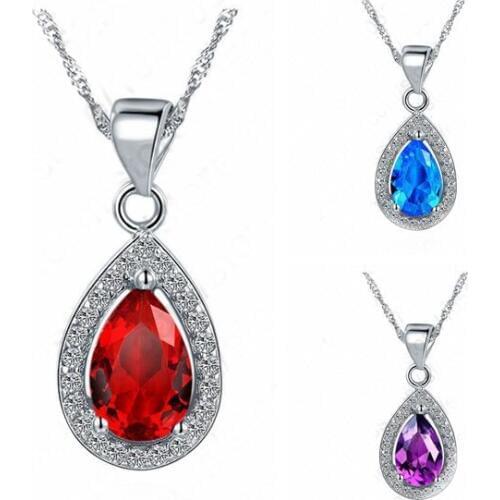 High quality 925 Sterling Silver Pendant Necklace Clear CZ Crystal Necklace For Women Wedding Necklaces & Pendants