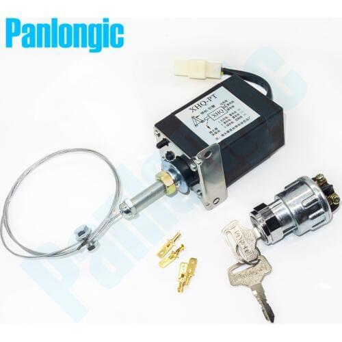 XHQ-PT 12V/24V Power On/Off Pull Type Diesel Engine Parts Stop Solenoid for Generator Spare Parts + Holder + Electric Lock