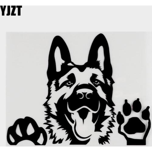 YJZT 15.6X12.3CM Art Decal German Shepherd Dog Vinyl Car Sticker Black/Silver 8A-0003