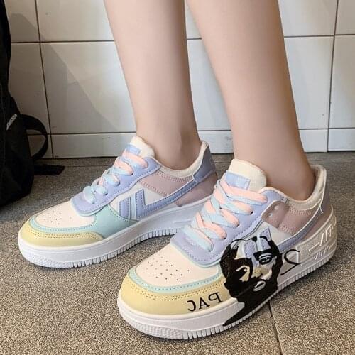 2020 Flats Woman Sneakers Womens Shoes Ladies Casual Breathable Female Vulcanized Shoes Lace Up Woman Comfort Walking Shoes