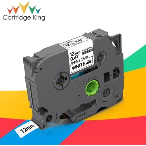 12mm TZ White Tape TZFA231 TZ-FA231 Fabric Iron on Label Tape Black on White tzeFA231 Compatible for Brother P touch Label Maker