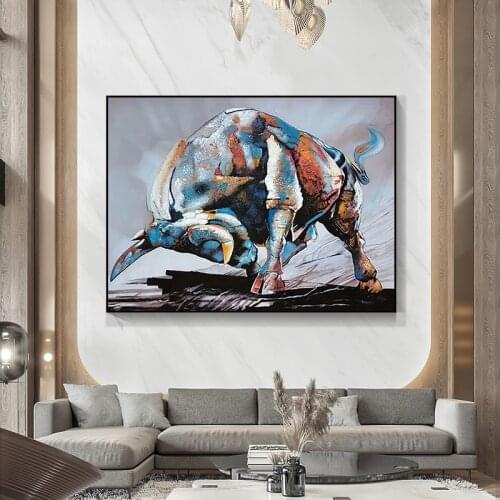 Abstract Spanish Bullfight Canvas Painting Colorful Bull Posters and Prints Abstract Nordic Style Wall Art Pictures Home Decor