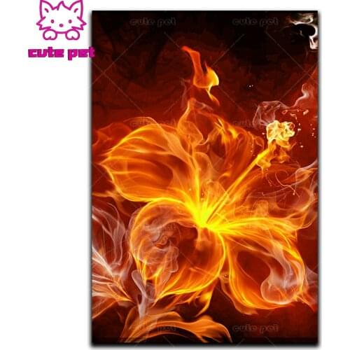 DIY Diamond Painting Flame flowers Cross Stitch Full Square Drill 5D Pictures Of Rhinestones Diamond Embroidery Handmade Decor