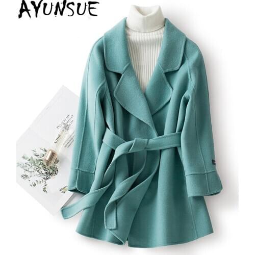 AYUNSUE 100% Wool Coat Female Jacket Autumn Winter Jacket Women Clothes 2020 Double Side Woolen Coats Korean Overcoat MY3803