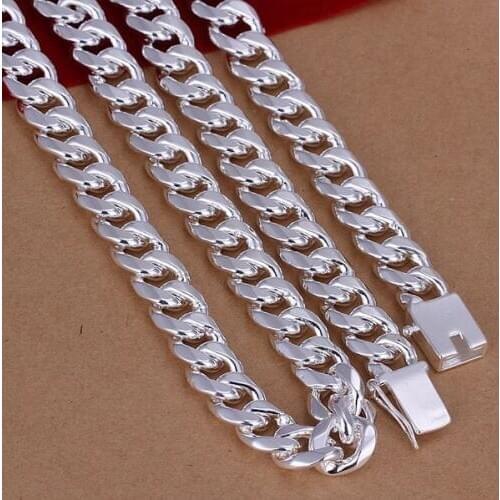 Mens 24 '' 60 cm 10 mm Sterling Silver color N925 necklace solid chain snake n011 gift bags