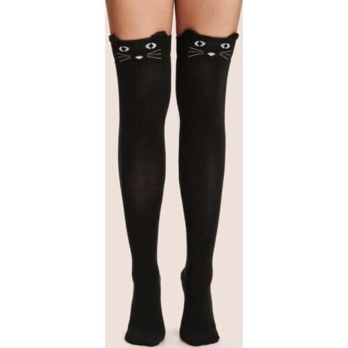 Sexy fashion over-the-knee stockings cat print stockings