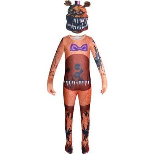 Game Character Scary Bear Costume Kids Cartoon Anime Halloween Cosplay Costume Girls Boys Party Role Play Haunted House Jumpsuit