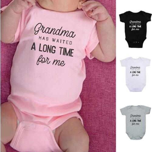 Newborn Baby Onesies A LONG TIME Printed Letter Infant Bodysuits Boys Bebes Kids De Clothes Romper Roupa Summer Girls Q6C3