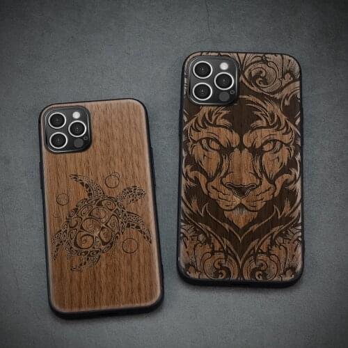 Carveit Walnut Wood Cover Soft-Edge Phone Case For iPhone 12 Mini 11 Pro Max X XS XR SE 2020 7 8 Plus Wooden Accessory Thin Hull
