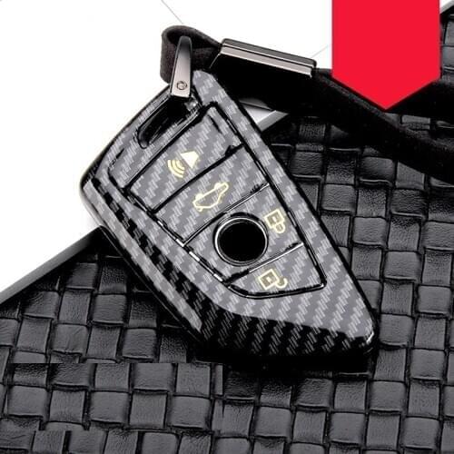 Glossy Carbon fiber ABS Car Key Case Fob Cover ForBMW X1 X5 X6 F15 F16 F48 BMW 1 / 2 Series Plating Remote Controller Key Bag