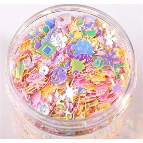 Box Packing Nails Sequins For Craft Mixed Yellow Pink Star Heart Flower Shell Sequin Paillettes Lentejuelas For DIY Slime Filler
