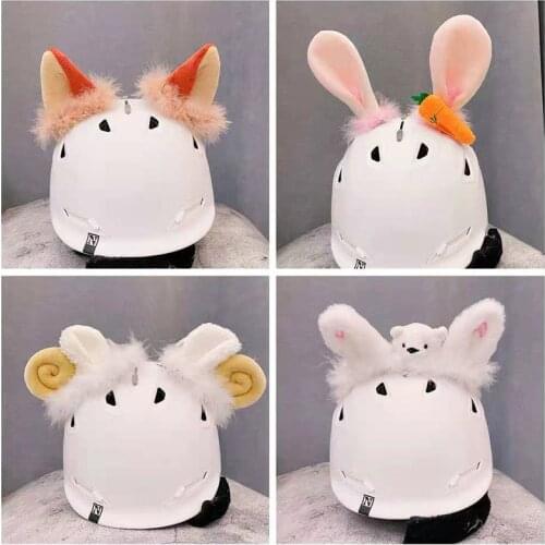 Creative Plush Motorcycle Helmet Cute Cat Ears Motocross Full Face Off Road Helmet Deco Accessories Sticker Cosplay Car Styling