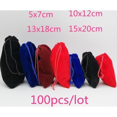 100pcs Velvet Pouch Velvet Bag Drawstring Jewelry Packaging Bags Jewellery Bag Pouches Jewelry Packaging For Jewelry Pouch 15x20