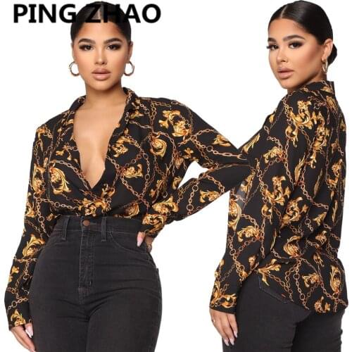 PING ZHAO Fashion Printed Long Sleeve Shirt Women Casual Large Size Ladies Shirt All-match Top 2021