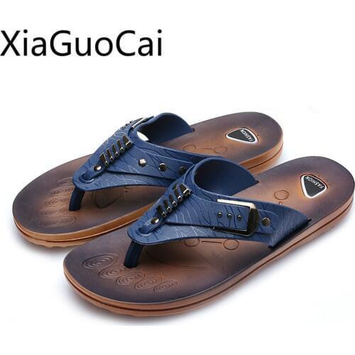 Casual New Summer Mens Flat Flip Flops Beach Clip Male Casual Slippers British Tide Slip Wearable Mens Flip Flops