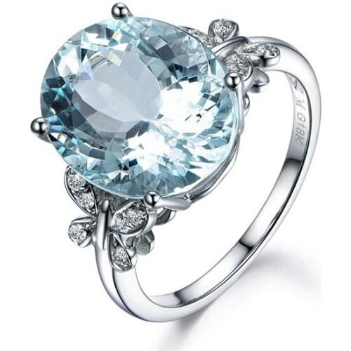 Natural Sea Blue Crystal Butterfly Ring Ladies Fashion Wild Rhinestone Zircon Jewelry Valentines Day Gift