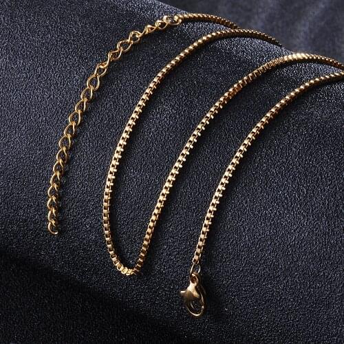20Pcs/lot 316L Stainless Steel Box Chain Necklace DIY Necklace Thickness 1.5mm for Women Jewelry Necklace