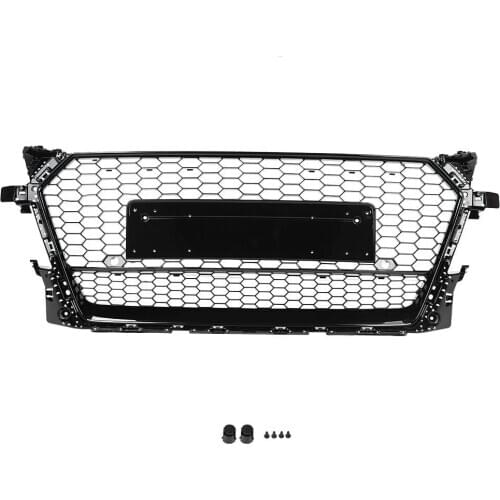 Front Sport Hex Mesh Honeycomb Hood Grill Black for Audi TT/TTS 8S Gloss Black for TTRS Style 2015 2016 2017 2018 Car Styling