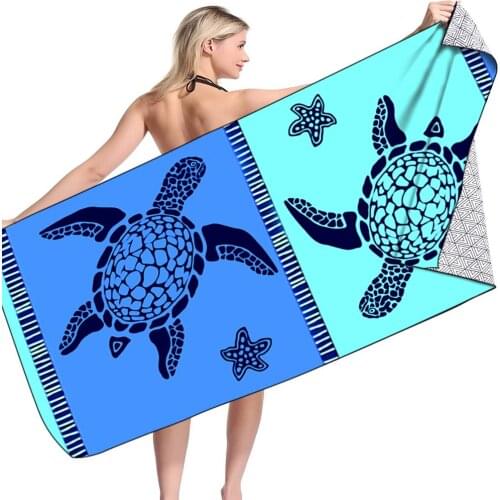 3D Print Turtle Beach Towel Soft Quick Dry Lightweight Swim Travel Sandless Rectangle Microfiber Yoga Shower Towel