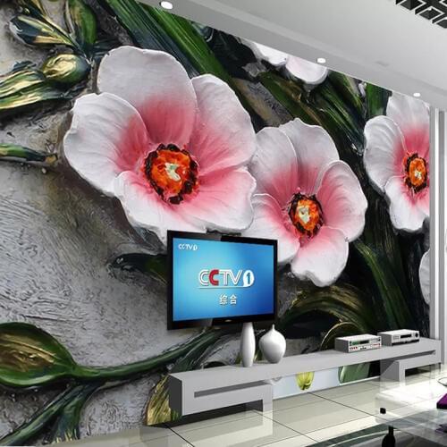 Custom Mural Wallpaper For Walls Roll 3D Stereoscopic Relief Floral Flowers Living Room Sofa TV Background Wall Decor Painting