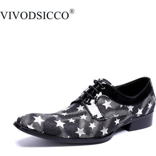 VIVODSICCO Luxury Brand Oxfords Shoes For Men Dress Shoes Genuine Leather Office Dress Shoes Zapatos Hombre sapato masculino