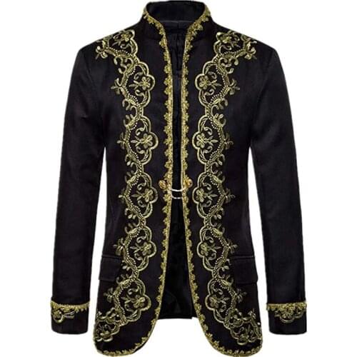 Halloween Adult Men Deluxe Prince 4XL Plus Size Wedding Dress Blazer Suits Stage Cosplay Costume Embroidery Jacket Vest Coat