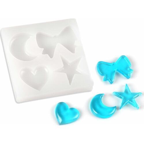 Sugarcraft Silicone Mold Moon Star Bow Heart Shape Jelly Cake Mold Fondant Mold Chocolate Gumpaste Mold For Baking