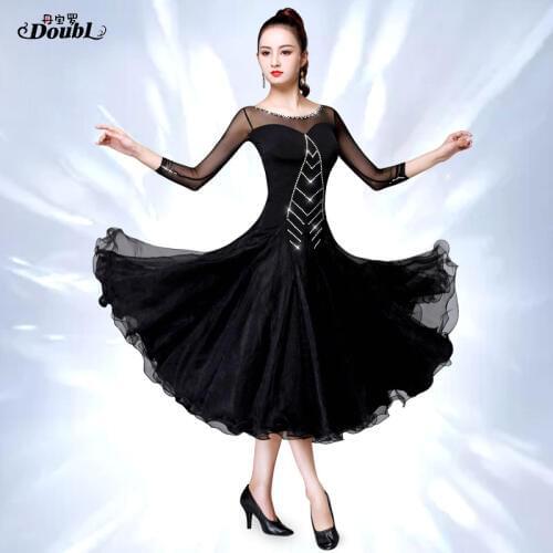 DOUBL Modern Ballroom dance stage competition dresses New Long Sleeve Dress National Standard Dance for Tango Waltz Performing