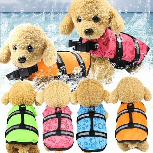 Dog Life Jacket Pet Swimming Safe Vest Adjustable Reflective Swimsuit Clothes