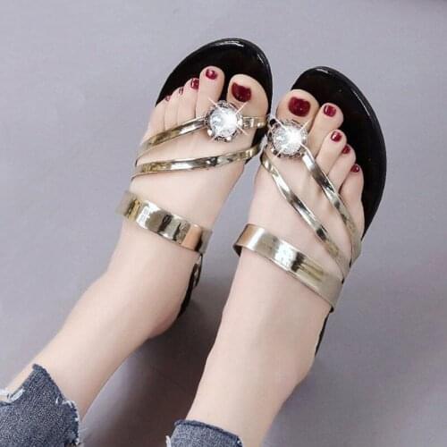 Rhinestone Sandals and Slippers Women Korean Flip Flops Fashion Flip Flops Womens Shoes All-match Roman Sandals Women