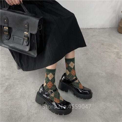 Girl Mary Jane Shoes Japanese Kawaii Lolita Shoes Thick-heel Pu Leather Student Jk Uniform Round Head Shoes Black Vintage Boots