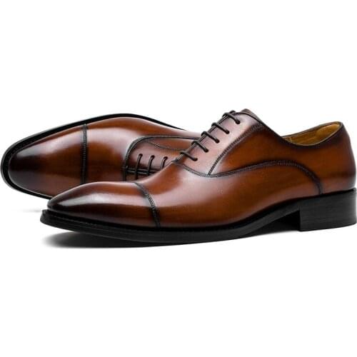 Italian Brand Handmade Genuine Leather Business Men Dress Shoes Classic Oxfords Formal Wedding Shoes for Male Chaussure Homme