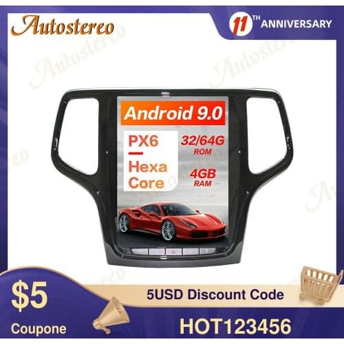 Tesla style PX6 DSP Android 9.0 Vertical Screen Car GPS Navigation For JEEP Cherokee 2014-2019 Radio Multimedia Player Head Unit