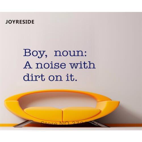 JOYRESIDE Quote Wall Boy, noun: A noise with dirt on it Decal Vinyl Sticker Decor Boys Room Living Room Playroom Art Mural A383