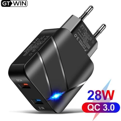 36W Mobile Phone Charger Universal USB Charger Power Adapter QC3.0 Fast Charging For iPhone XR XS 8 Samsung S21 Xiaomi Redmi