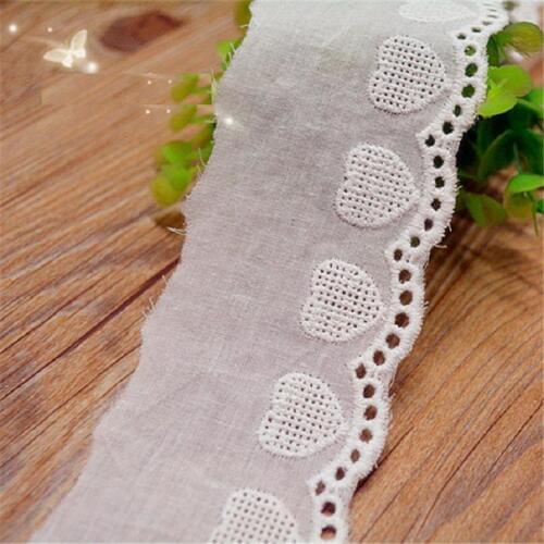 YACKALASI 100% Cotton Lace Eyelet Embroidery Applique Lace Flower Trims Rose Clothes Wedding Lace 5.5cm
