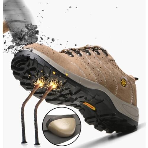 Safety Boots Shoes for Men Women Steel Toe Work Shoes Breathable Leather Anti-static Puncture Proof Indestructible Shoes 35-46
