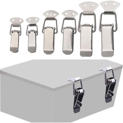1PC Stainless Steel Cabinet Boxes Spring Loaded Latch Catch Toggle Hasp Hasp For Sliding Door Simple Window Box Buckle Hardware