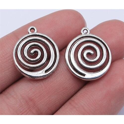 10Pcs 17x17mm Whirlpool Charms Hand Made Jewelry Accessories For Jewelry Making Antique Silver Color Alloy Charms